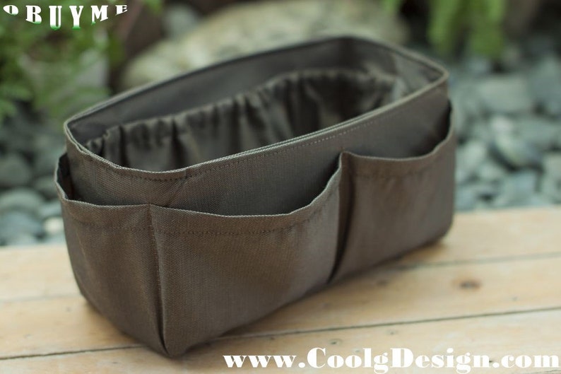 Handbag organizer insert practical and Easy to Use solid brown Large 25x10cm