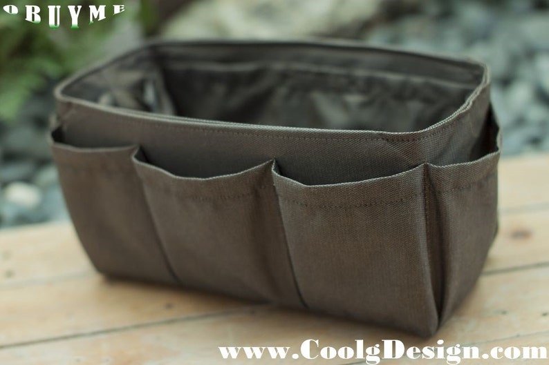 Handbag organizer insert practical and Easy to Use solid brown Large 25x10cm
