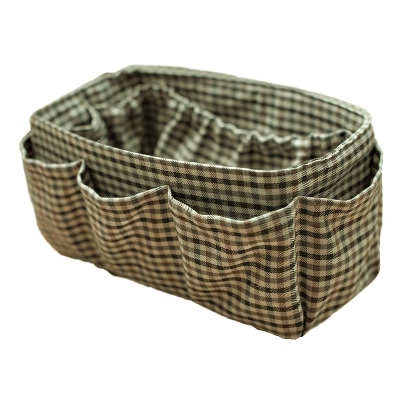 purse organizer insert keeps everything organized in purse brown plaid Large 25x10cm