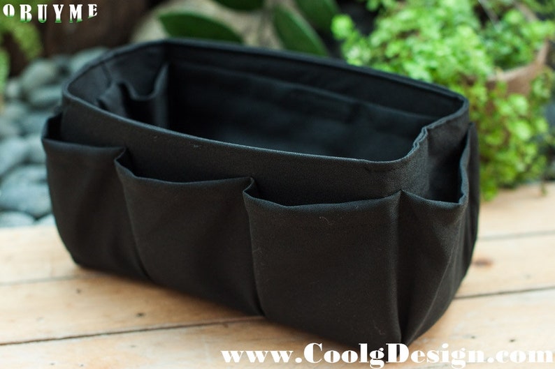 Purse organizer insert multi-pocket for handbag black Large 25x10 cm