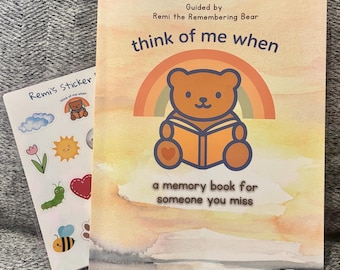 Set de regalo para niños en duelo: Libro de recuerdos, pegatinas y osito de peluche.