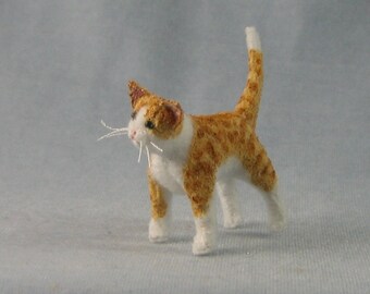 Orange and White Cat Soft Sculpture Miniature by Marie W. Evans