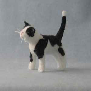 Black and White Cat Soft Sculpture Animal by Marie W. Evans