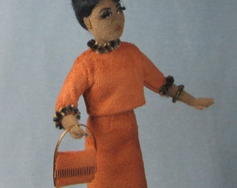 Mid-Century Lady Soft Sculpture Miniature Doll by Marie W. Evans