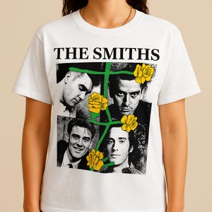 The Smiths Band Photo T-Shirt Yellow Flowers Vintage Indie Rock Tee