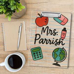 Portablocco personalizzato per insegnanti, materiale scolastico con nome personalizzato, simpatico regalo per insegnanti, portablocco con design a righe