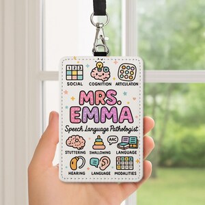 Porte-badge pour orthophoniste, carte d'identité SLP personnalisée, joli accessoire pour thérapeute, cadeau SLP personnalisé pour enseignant