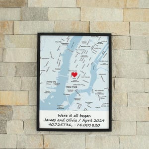 Cadeau de mariage 1er anniversaire, carte où nous nous sommes rencontrés, cadeau d'anniversaire pour elle et lui, cadeau d'anniversaire de mariage en coton, cadeau personnalisé pour petite amie