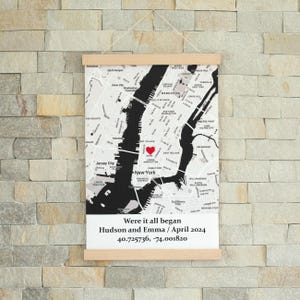 Où tout a commencé, carte du lieu où nous nous sommes rencontrés, cadeau d'anniversaire, cadeau de mariage personnalisé, notre histoire, cadeau premier rendez-vous, impression de plan de la ville notre premier rendez-vous