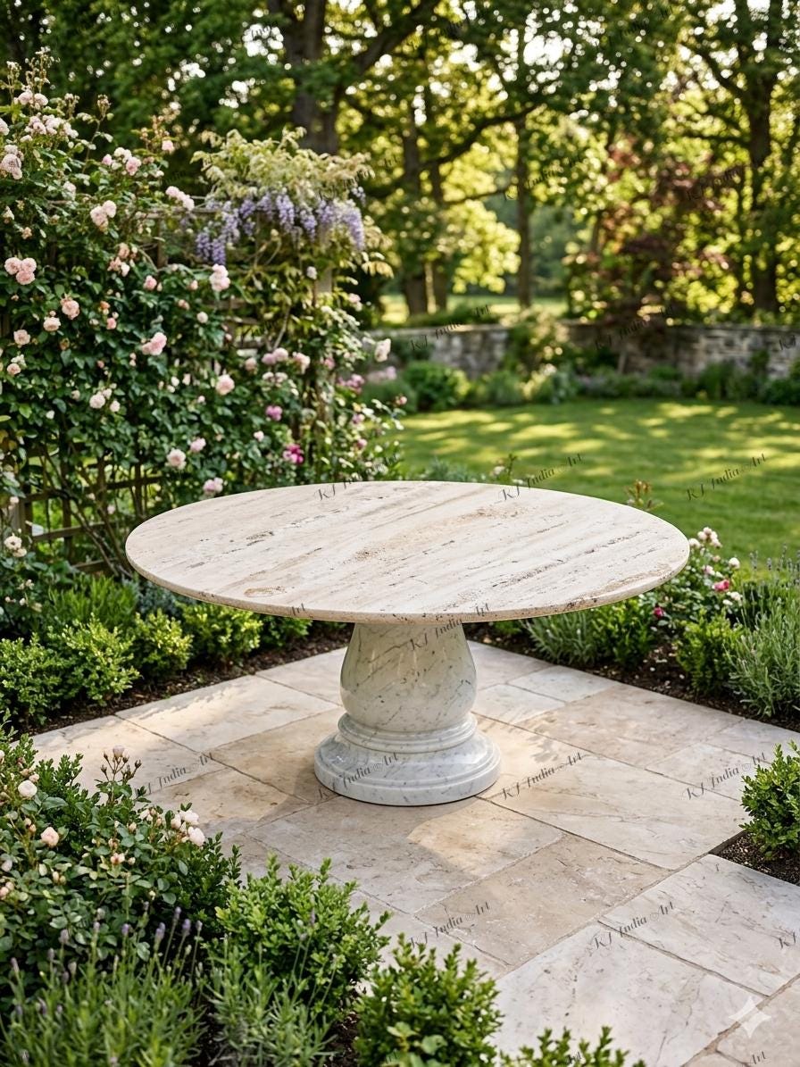 Handmade Travertine Stone Table Top – Natural Dining, Coffee Table ...