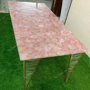 Handmade Rose Quartz Kitchen Slab: Natural Stone Table Top