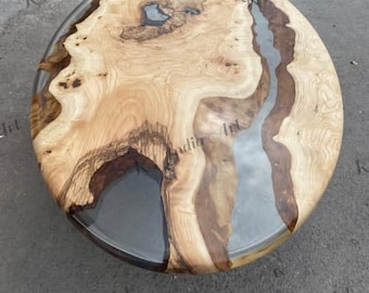 Handmade Oval Epoxy Resin Table Top – Modern Live Edge Decor