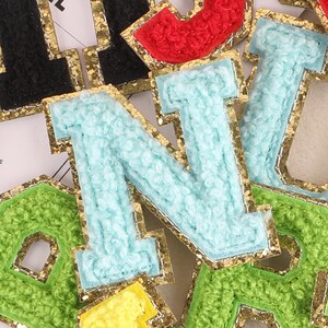 Patch de letras bordadas em chenille | Patch de letras termocolante de 8,9 cm | Roupas e acessórios faça você mesmo