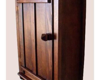 Custom Made Handcrafted Mission Southwest Victorian Original Design Wood Wall Mount Cabinet