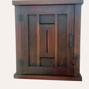 Handmade Mission Arts/Crafts Keyhole Design Wood Wall Mount Cabinet