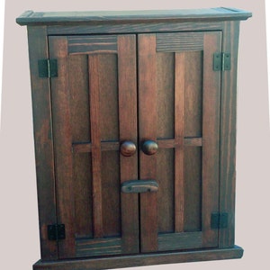 Handcrafted English Country British Colonial Wood Wall Medicine or Storage Cabinet