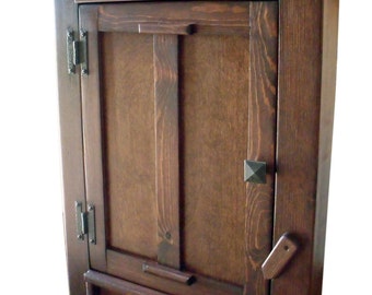 Custom Made Original Design Rustic Mission Arts & Crafts Wood Wall Mount Cabinet