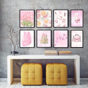 Pink Gallery Wall Art Prints: Feminine Dopamine Decor (Digital Download)