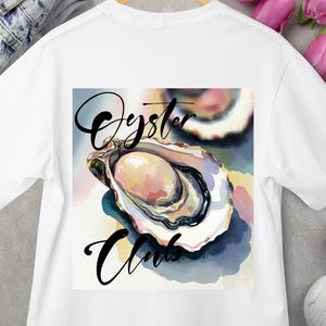 Oyster Club Comfort Farben Shirt Küstenästhetische Austern-Aquarell-Fischer-Ästhetik Fischliebhaber Oysters Lover Club