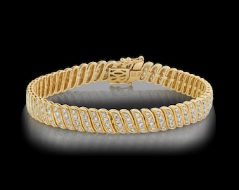 Pulsera de oro de 18 quilates, pulsera de diamantes para la muñeca, pulsera vermeil, pulsera de plata 925, pulsera de tenis de oro, pulsera de cadena, pulsera para mujer