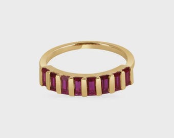 Ruby Eternity Ring, Dainty Ruby Ring, Gold Ruby Ring, Silver Ruby Ring, Minimalist Ring, Ruby Stacking Ring, Gift for Her, Red Ruby Ring