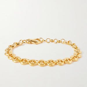 Gouden Mariner-armband, dikke gouden bladerdeeg Mariner-schakelarmband, goudvermeil armband, gepofte Mariner-schakelarmband Mariner-ankerarmband