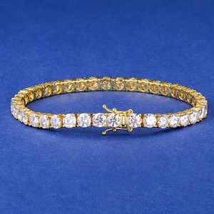 18k gold Plated Moissanite Bracelet, Unique Round Moissanite Diamond Bracelet, 925 Silver Bracelet, Dainty Bracelet, Bracelet for Women