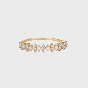 Opal Eternity Ring, Dainty Opal Ring, Gold Opal Ring, Silver Opal Ring, Minimalist Ring, Opal Stacking Ring, Gift for Her, Diamond Opal Ring