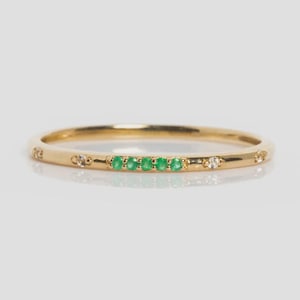 14k gold Emerald Eternity Band, Emerald Wedding Ring, May Birthstone Ring, Emerald Stackable Band Mother's Day Gift, 925 silver diamond ring