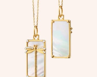 Collana in madreperla placcata in oro 18 carati, collana a farfalla, collana fantasia in argento, collana in madreperla, collana con ciondolo a farfalla