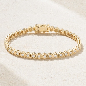 18k gold Moissanite Bracelet, Unique Round Moissanite Diamond Bracelet, 925 Sterling Silver Bracelet, Dainty Bracelet, Bracelet for Women