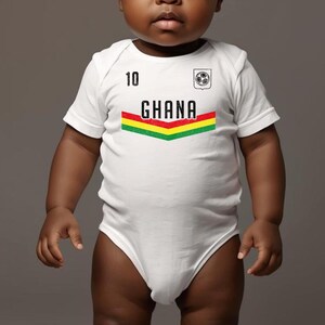 Body de fútbol ghanés para bebé, ropa africana para bebé, atuendo tradicional ghanés, bonito regalo para recién nacido, mono para bebé, mameluco para recién nacido 321 imagen 4