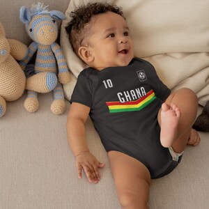 Body de fútbol ghanés para bebé, ropa africana para bebé, atuendo tradicional ghanés, bonito regalo para recién nacido, mono para bebé, mameluco para recién nacido 321 imagen 9