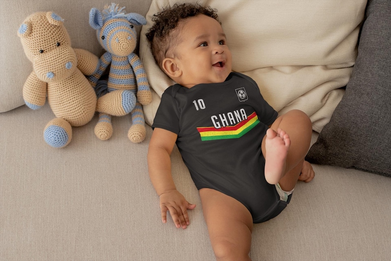 Body de fútbol ghanés para bebé, ropa africana para bebé, atuendo tradicional ghanés, bonito regalo para recién nacido, mono para bebé, mameluco para recién nacido 321 imagen 9