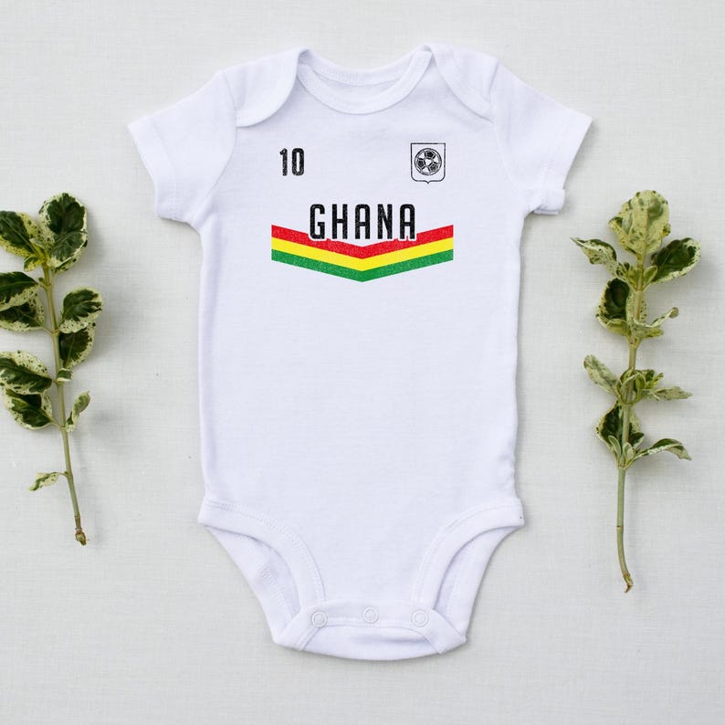 Body de fútbol ghanés para bebé, ropa africana para bebé, atuendo tradicional ghanés, bonito regalo para recién nacido, mono para bebé, mameluco para recién nacido 321 imagen 7