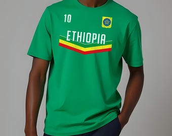 Camiseta de fútbol de Etiopía, regalo africano personalizado para hombre, camiseta con la bandera de Etiopía 03