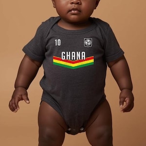 Body de fútbol ghanés para bebé, ropa africana para bebé, atuendo tradicional ghanés, bonito regalo para recién nacido, mono para bebé, mameluco para recién nacido 321 imagen 3