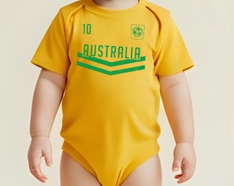 Aussie Infant Bodysuit, Personalised Soccer Outfit, Australian Newborn Romper, Baby Onesie Gift, Baby Clothes for Infants 334