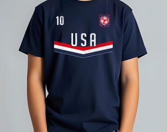 Boys USA Soccer Shirt, United States Flag Gift, Personalized Girls Tee, Children's Clothing 125