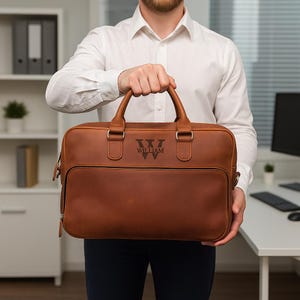 Sacoche en cuir pour ordinateur portable, besace, porte-documents en cuir, sac de travail en cuir, sacoche personnalisée pour ordinateur portable, sac de bureau, sacoche en cuir pour ordinateur portable 15 po.