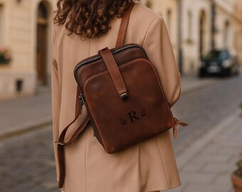 Leather Backpack, Laptop Backpack, Handmade Backpack, Roll Top Backpack, School backpack, City backpack