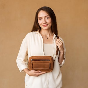 Waist Bag, Leather Bum Bag, Leather Hip Bag, Crossbody Belt Bag, Leather Bumbag for Women