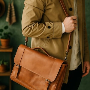 Leren messengertas, laptoptas, kantoortas, leren aktetas, gepersonaliseerde messengertas, messengertas voor MacBook Pro 15