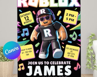 Editable Roblox Birthday Invitation Template, Kids Game Invite, Instant Download Digital Download, Boy & Girl Party Card