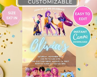 KPOP Demon Hunters Invitation, KPOP Demon Hunters Birthday invitation, EDITABLE K Pop Birthday Invitation, K Pop Warriors Invitation