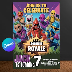 Fort Game Birthday Invitation Editable Birthday Invite download CANVA Birthday Party Template Video Game Birthday Gamer Card Gamer Party