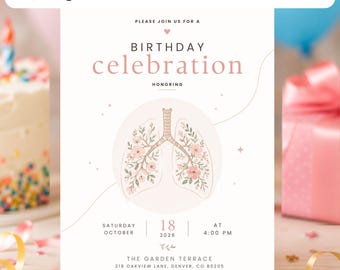 Doctor Retirement Invitation Template | Elegant Medical Retirement Invitation Canva Printable | Editable Pulmonologist Farewell Digital