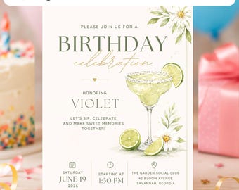Mahjong and Margaritas Invitation Template | Watercolor Game Night Canva Printable | Editable Digital Girls Party Invite