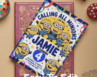 Editable Yellow Birthday Invitation | Kids Birthday Invite | Canva Template for Digital Download