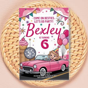 Girls Cute Doll Theme Invite for Party, Birthday Invitation Pink Fashion Doll, Birthday Party Invitation , Instant Download